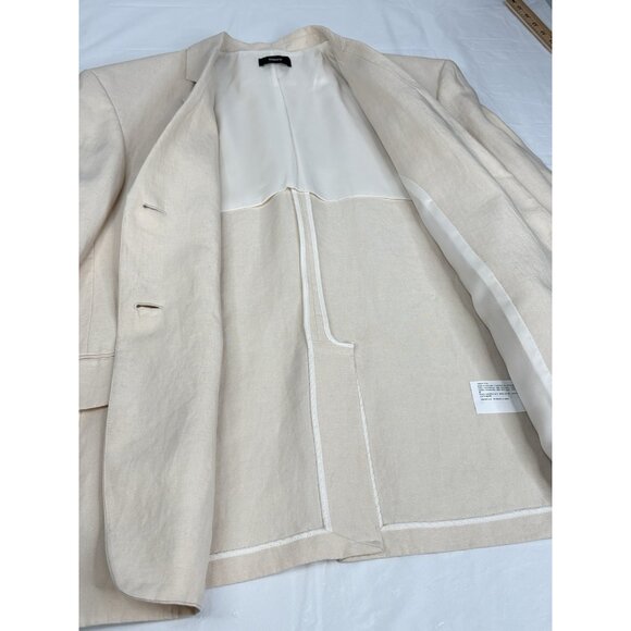 Theory Linen Galena Boxy Blazer Womens Small XS/S Cream Oversized Jacket - Picture 6 of 15